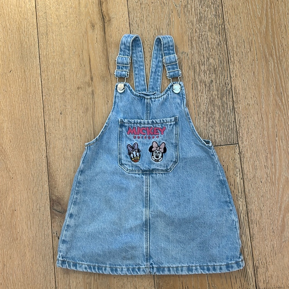 ZARA kid 2 to 3 years old size Minnie and daisy denim overall dress